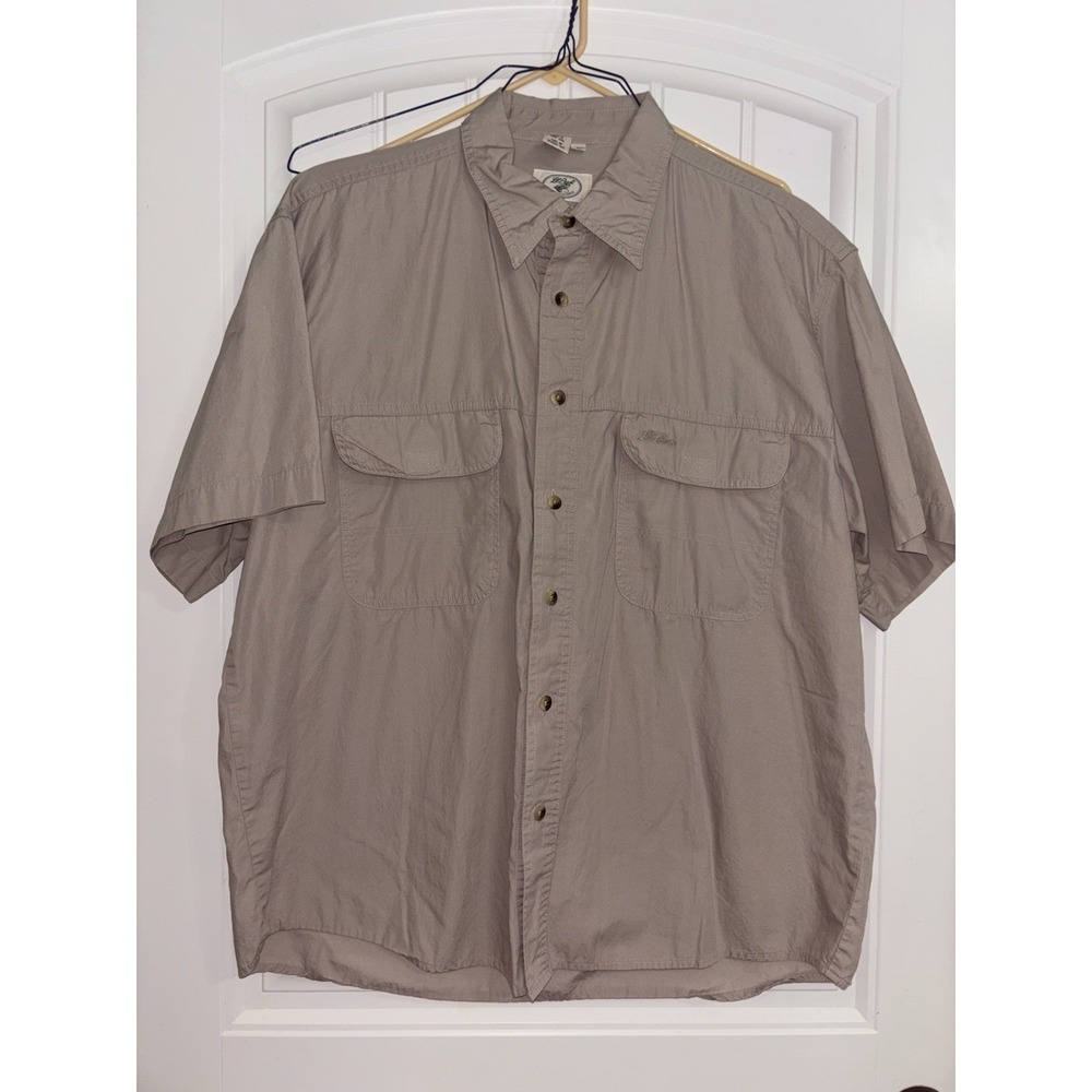 VTG LL Bean Fly Fishing Shirt Men's Large Button Up Vented‎ Pockets Cursive Logo